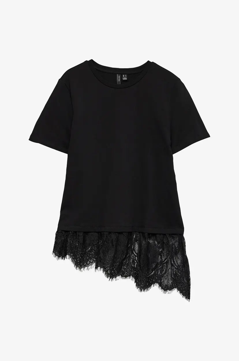 Vero Moda Topp Vmbrit Ss O-Neck Lace T-Shirt Jrs - Svart