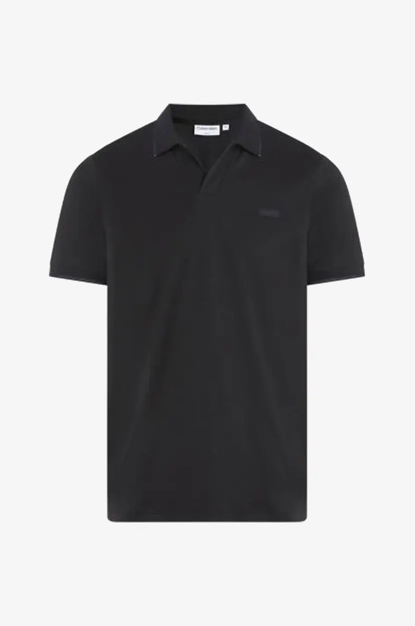 Calvin Klein T-skjorte Smooth Cotton Open Placket Polo - Svart