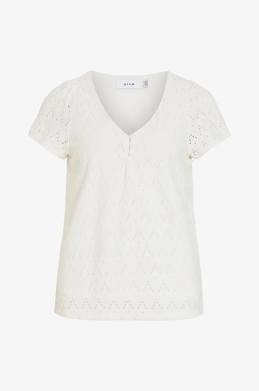 Vila Topp viAmalina V-neck S/S Top - Hvit