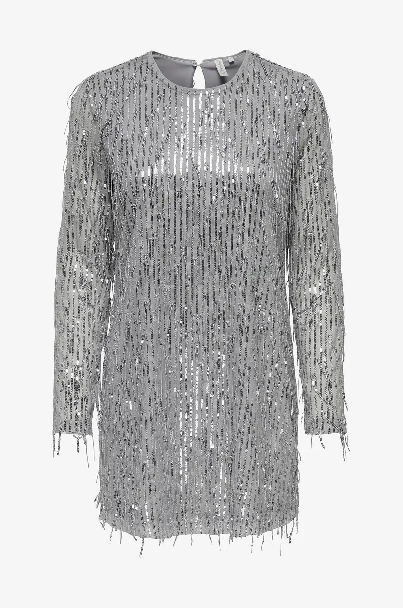 ONLY Kjole onlAnika Spacy LS Short Dress Wvn - Sølv