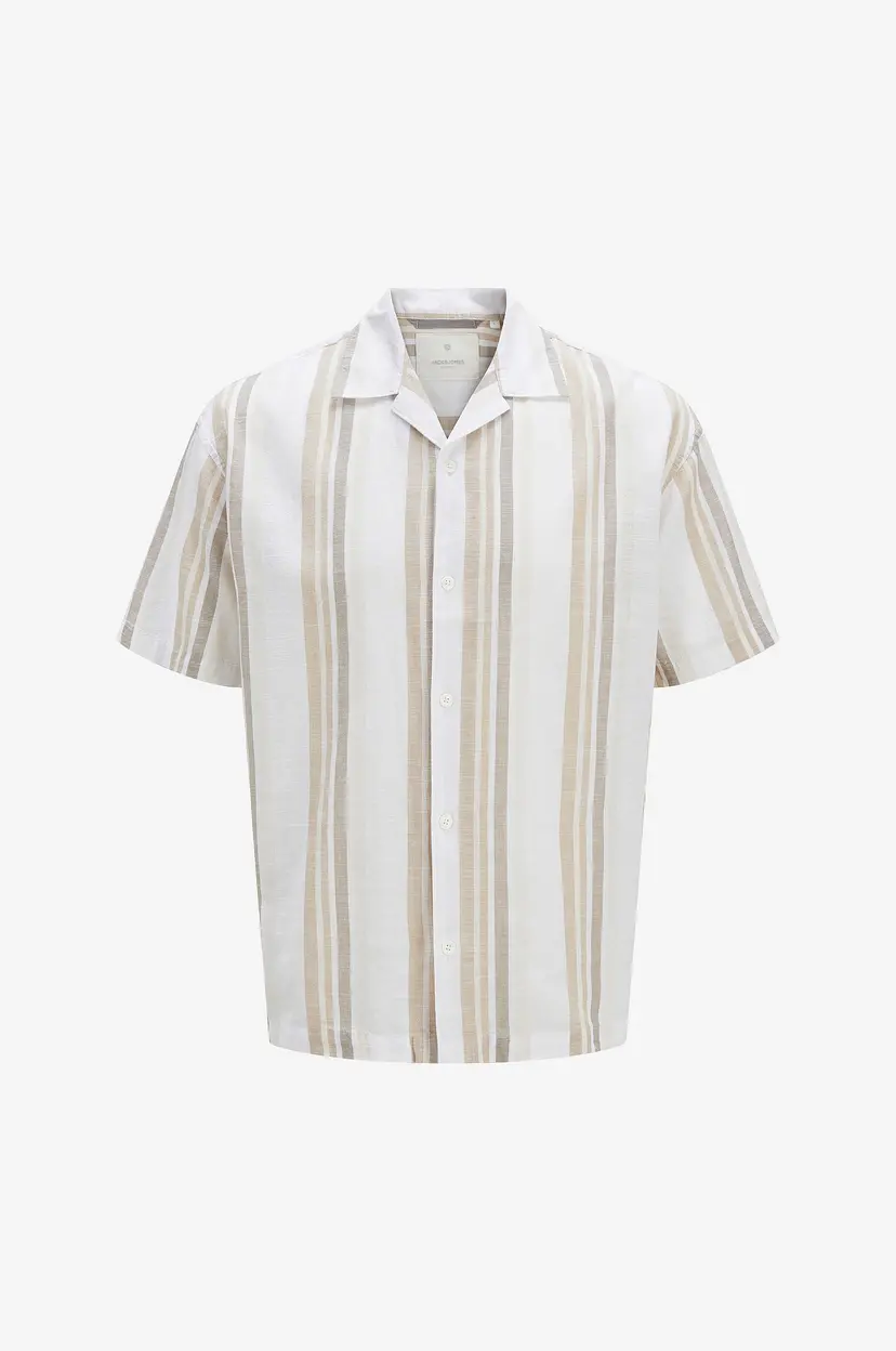 Jack & Jones Skjorte jprccSummer Stripe Resort S/S Shirt - Beige