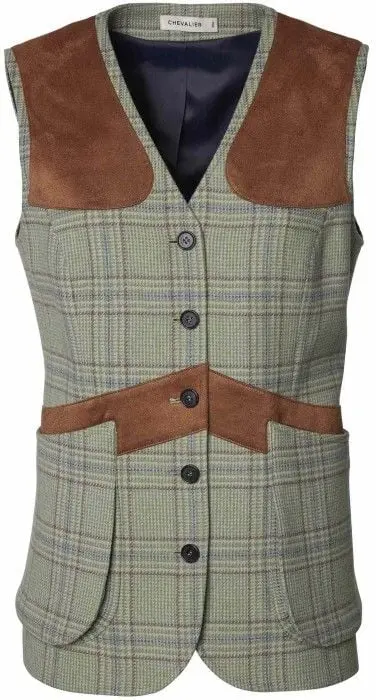 Chevalier Chevalier Advie Tweed Shooting Vest Women Willow Green Checked