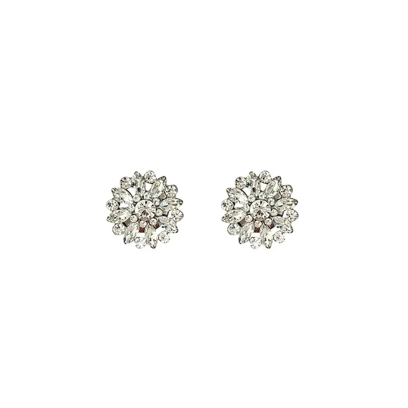 Dark Crystal Flower Button Covers Silver
