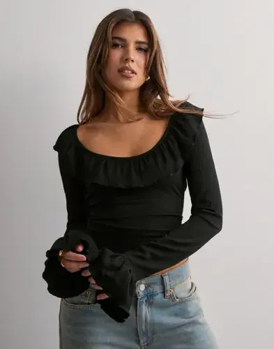 Nelly Nelly - Svart - Stunning Frill Blouse Top