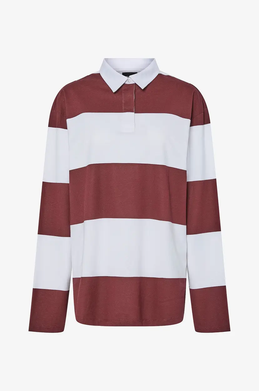 Pieces Topp pcFrida LS Oversize Polo Jrs D2d FS - Rød