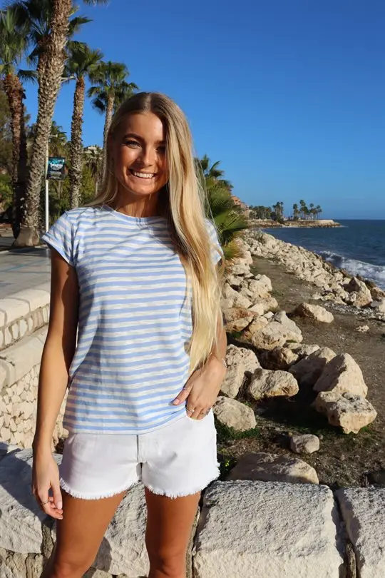 Liberté essentiel Liberté - Ulla T-shirt - Light Blue White Stripe