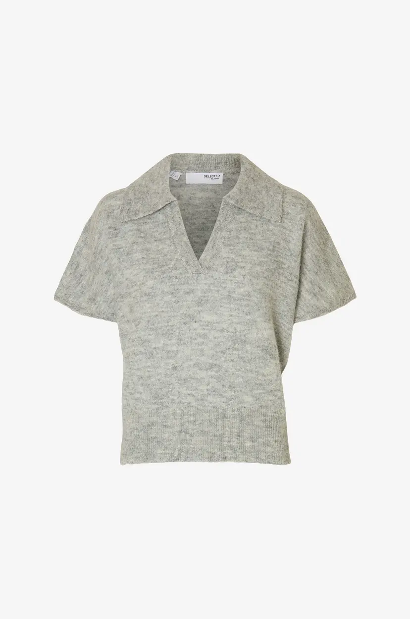 Selected Women Poloskjorte slfLulu Knit Polo - Grå