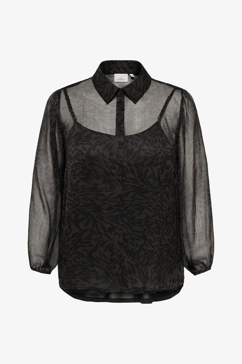 Only Carmakoma Bluse Carstar Peninna L/S Shirt Aop Bf - Rød