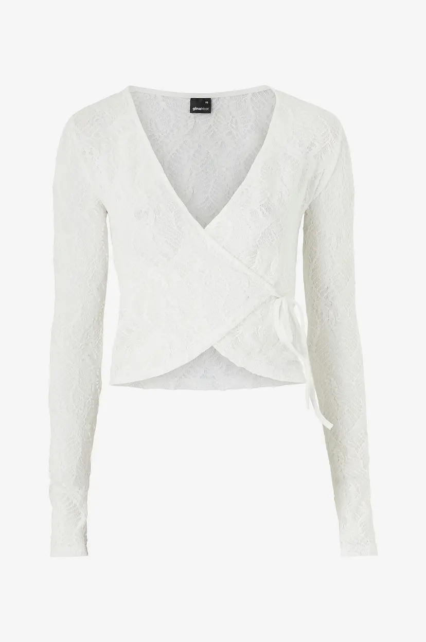 Gina Tricot Blondetopp Lace Wrap Top - Hvit