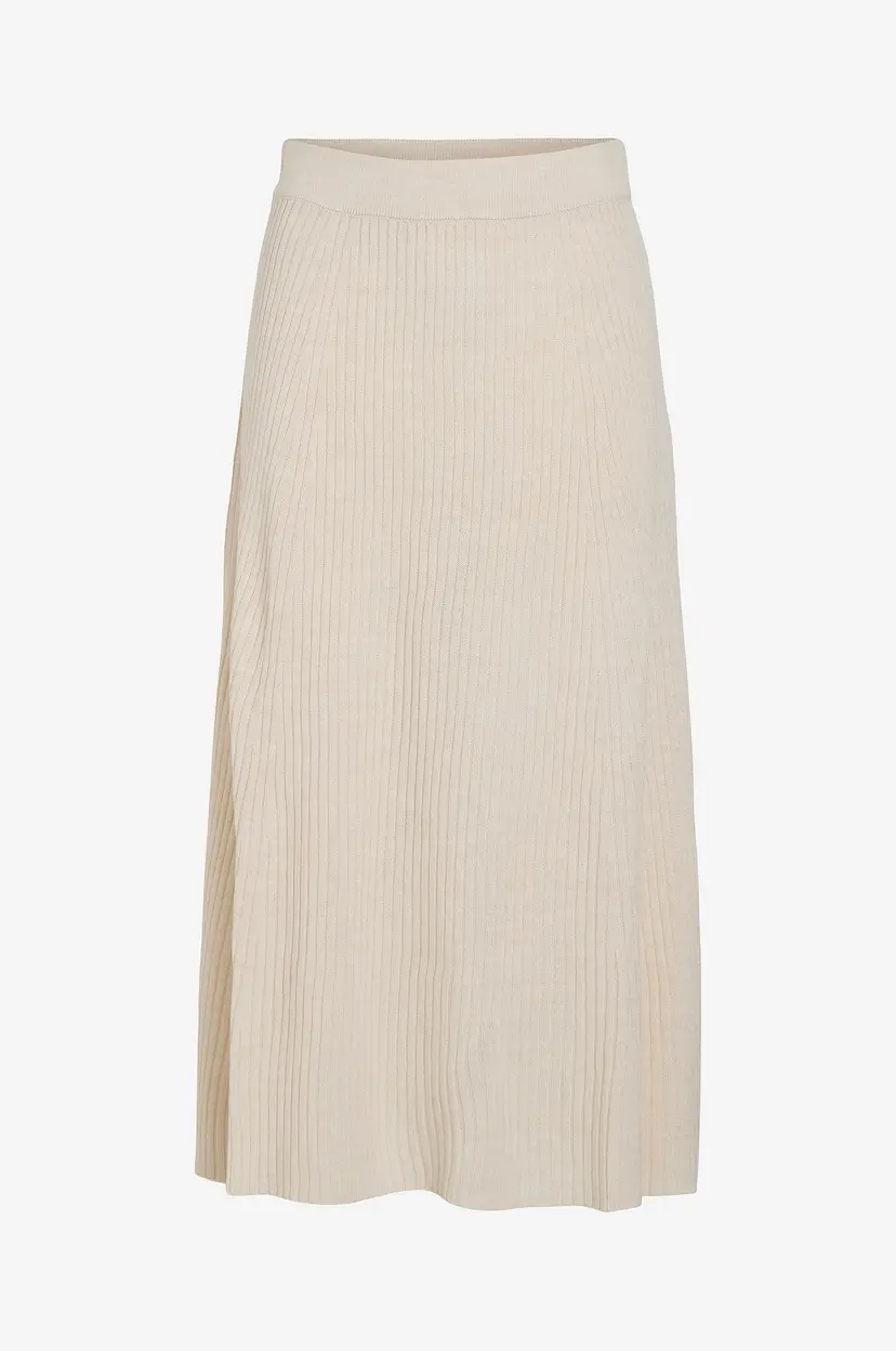 Vila Skjørt vOlina A-shape Rib Knit Skirt - Beige