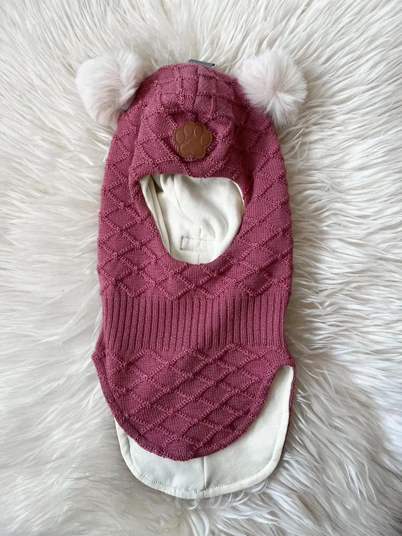 Need it Balaclava i ull/bomull "Pote" Fin rosa