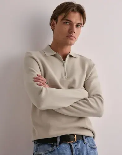 Only & Sons Only & Sons Onscooper Reg Ls 12 Half Zip Polo N Langermet poloskjorte Beige